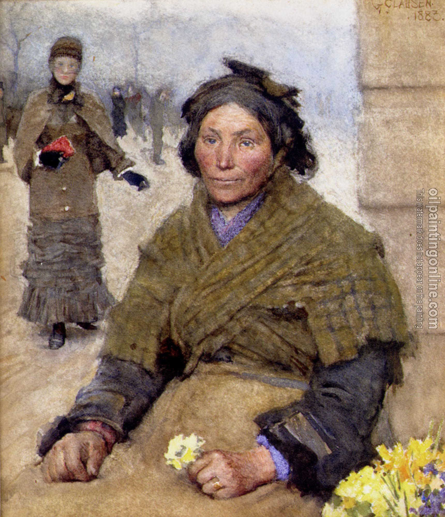 Sir George Clausen - Flora The Gypsy Flower Seller
